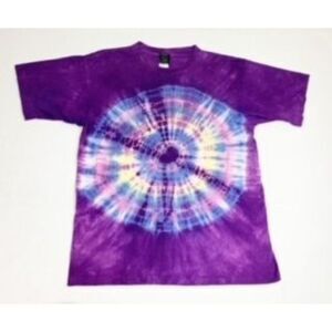 Vintage Tie Dye Purple Blue Yellow T-Shirt Large Single Stitch